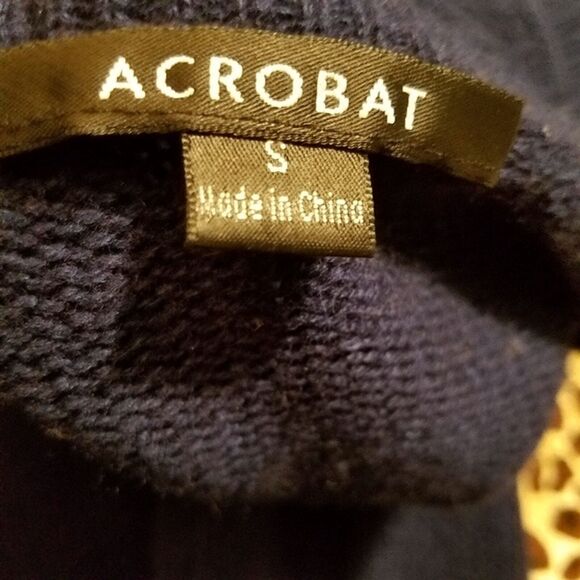 Acrobat Black Bows Tie Split Sleeve Blue Wool/Cashmere Blend Sweater Size small - Picture 6 of 7